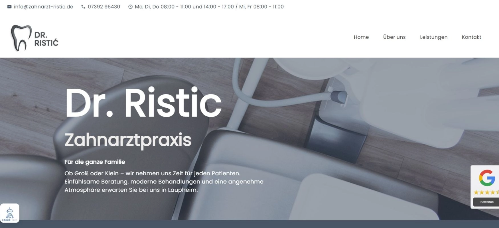 Dr Ristic Zahnarzt in Laupheim - Internet Auftritt von DZ-Webdesign.eu