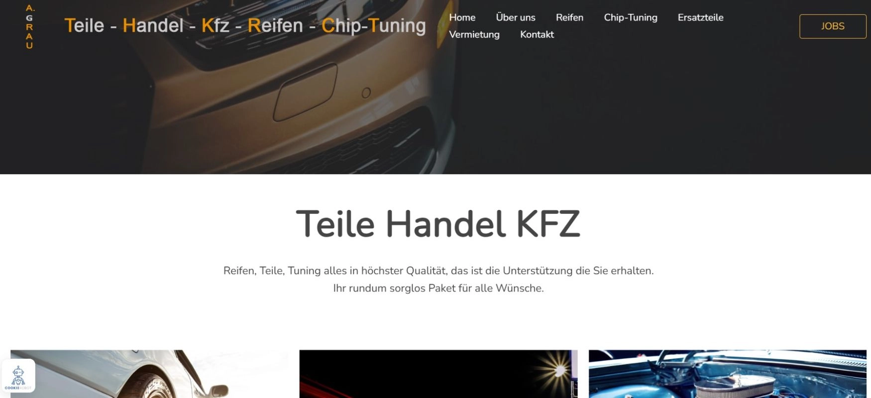 Teile Handel KFZ Grau - Internet Auftritt von DZ-Webdesign.eu