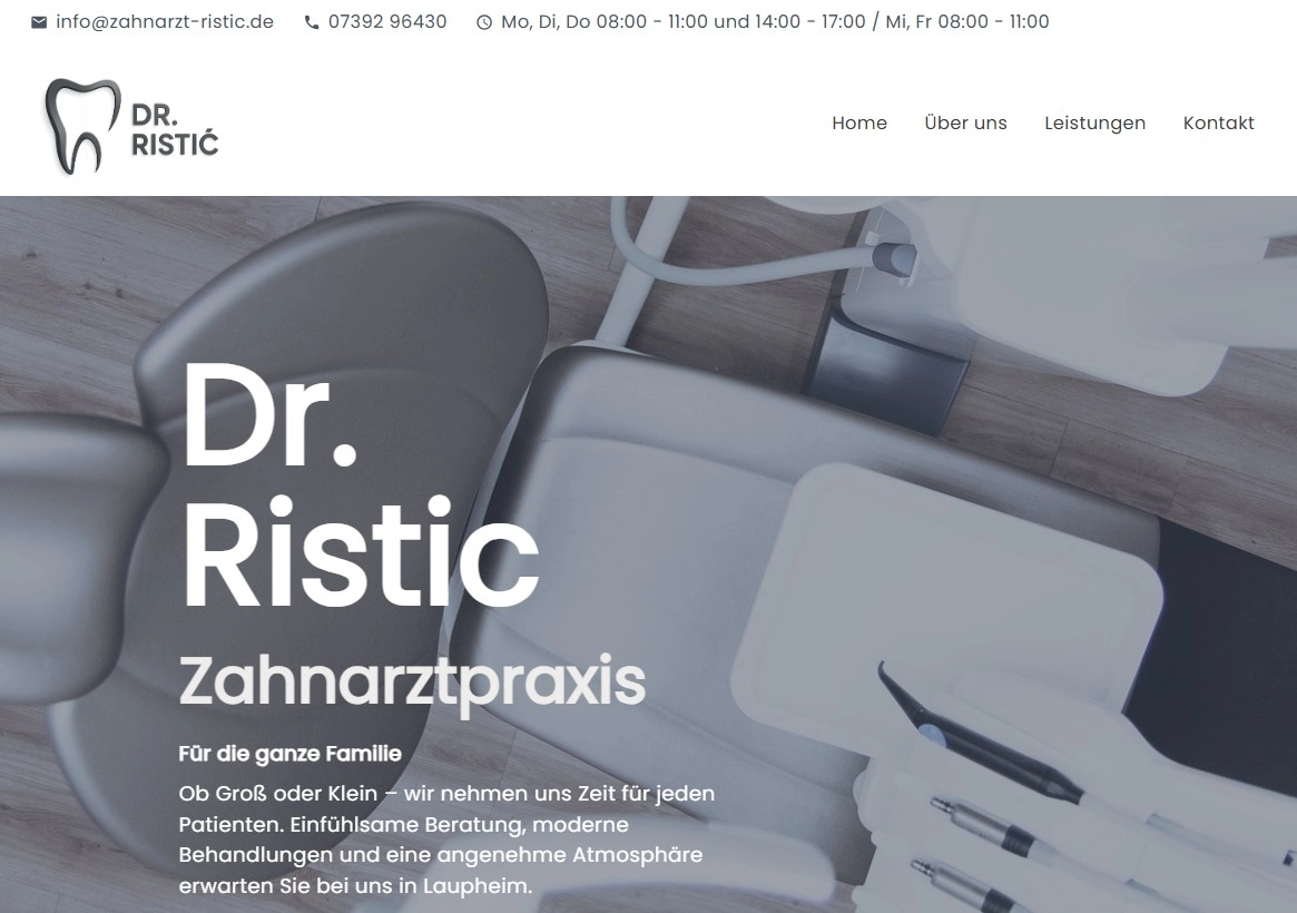 Homepage vom Zahnarzt Dr. Ristic in Laupheim