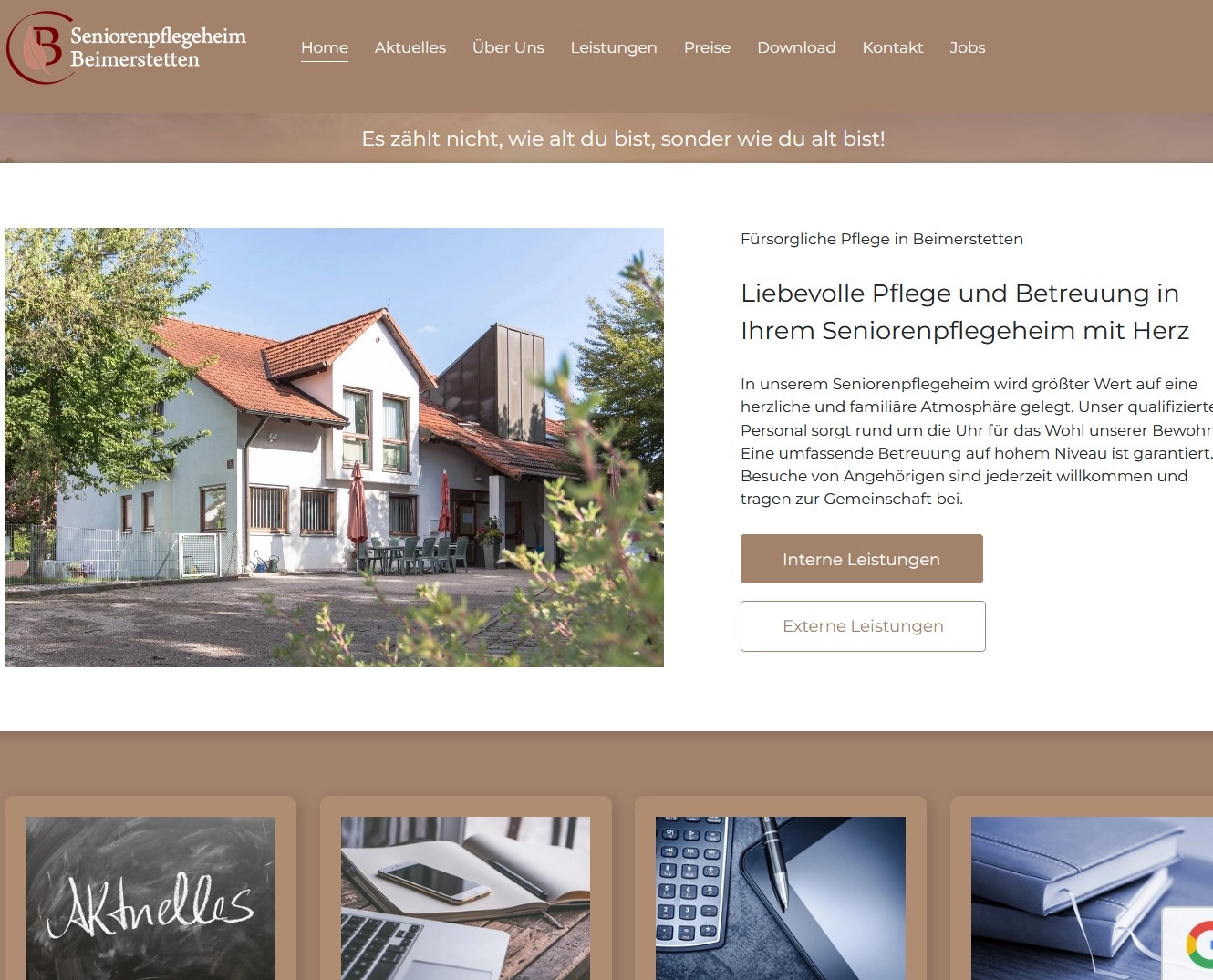 Homepage des Seniorenpflegeheims in Beimerstetten